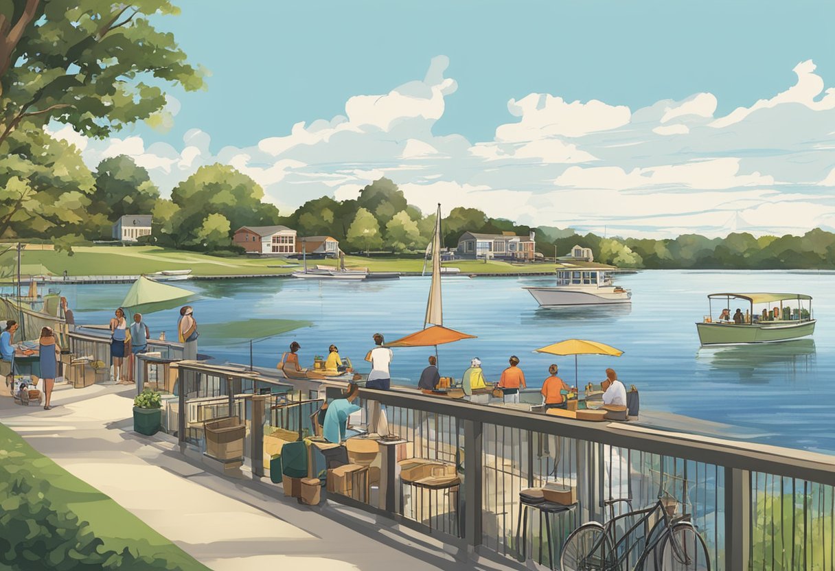 Visitors enjoy boating, fishing, and picnicking at Russells Point, OH. The lake offers opportunities for water sports and relaxation